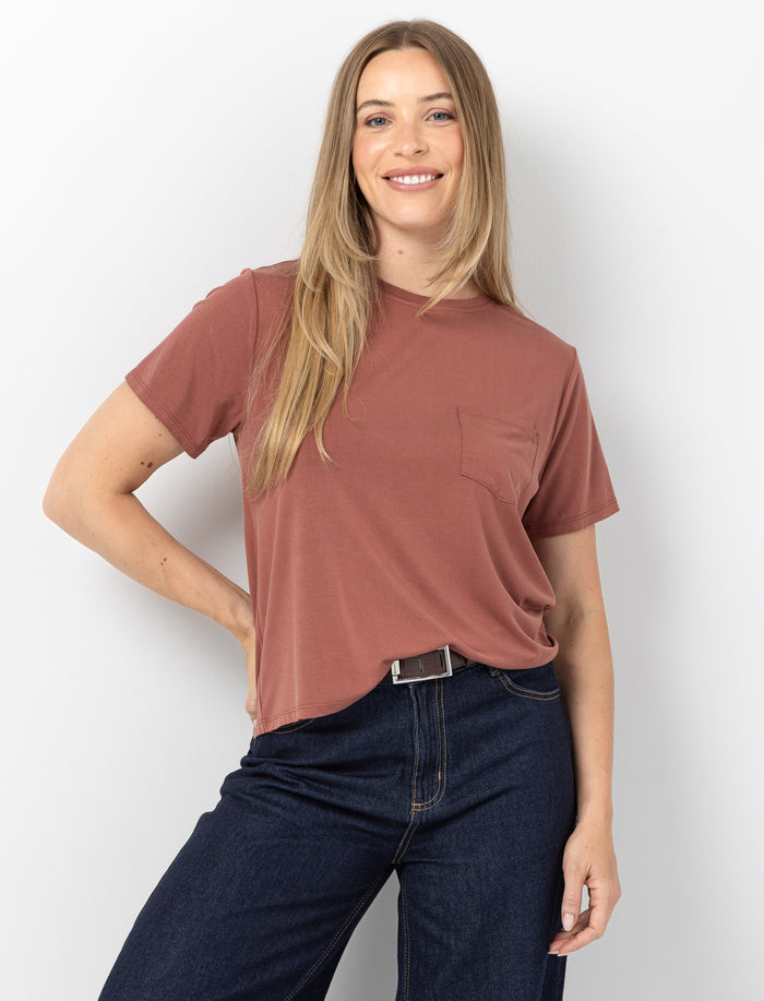 T-shirt à poche en modal pour femme