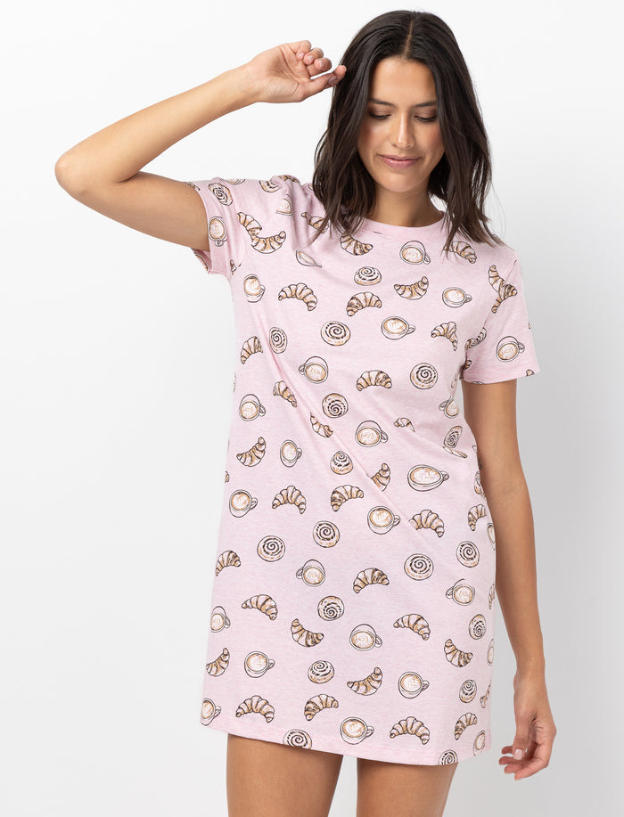 T-shirt de nuit imprimé à manches courtes
