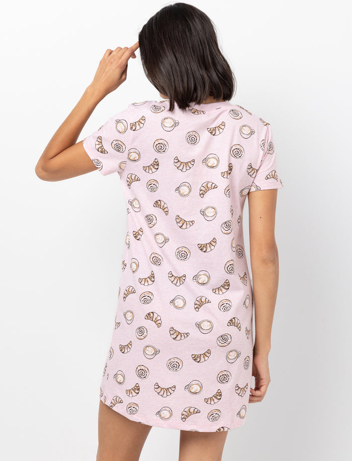 T-shirt de nuit imprimé à manches courtes