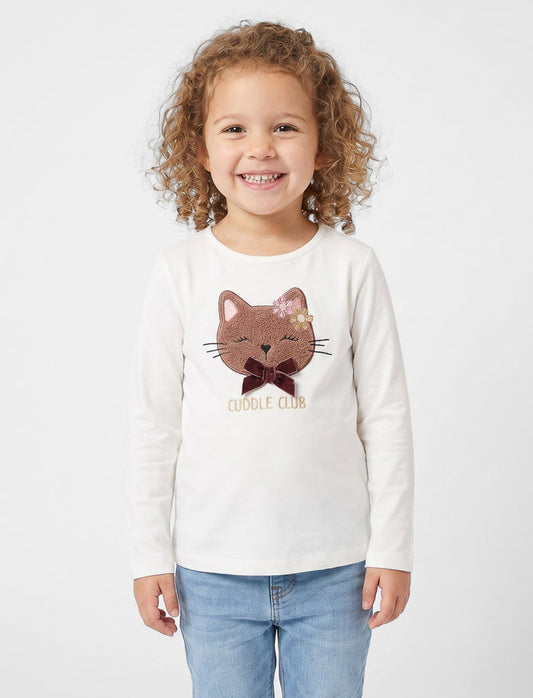 T-shirt en tricot imprimé à l’avant pour fille