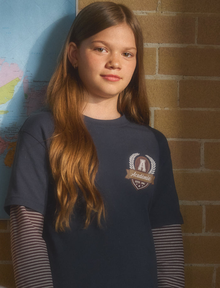 T-shirt en tricot imprimé à l’avant pour fille