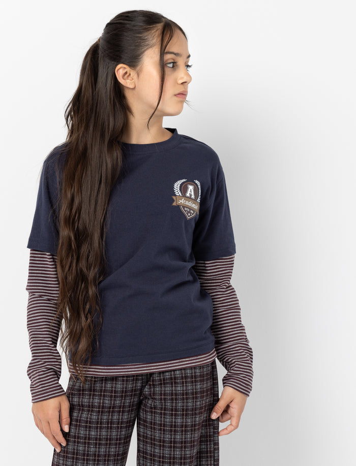 T-shirt en tricot imprimé à l’avant pour fille