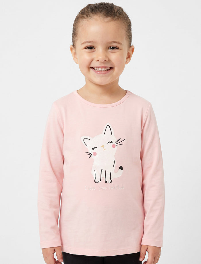 T-shirt en tricot imprimé à l’avant pour fille