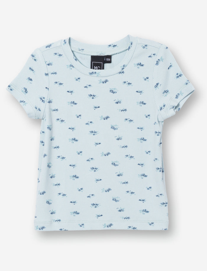 T-shirt fleuri à manches courtes pour bébé fille