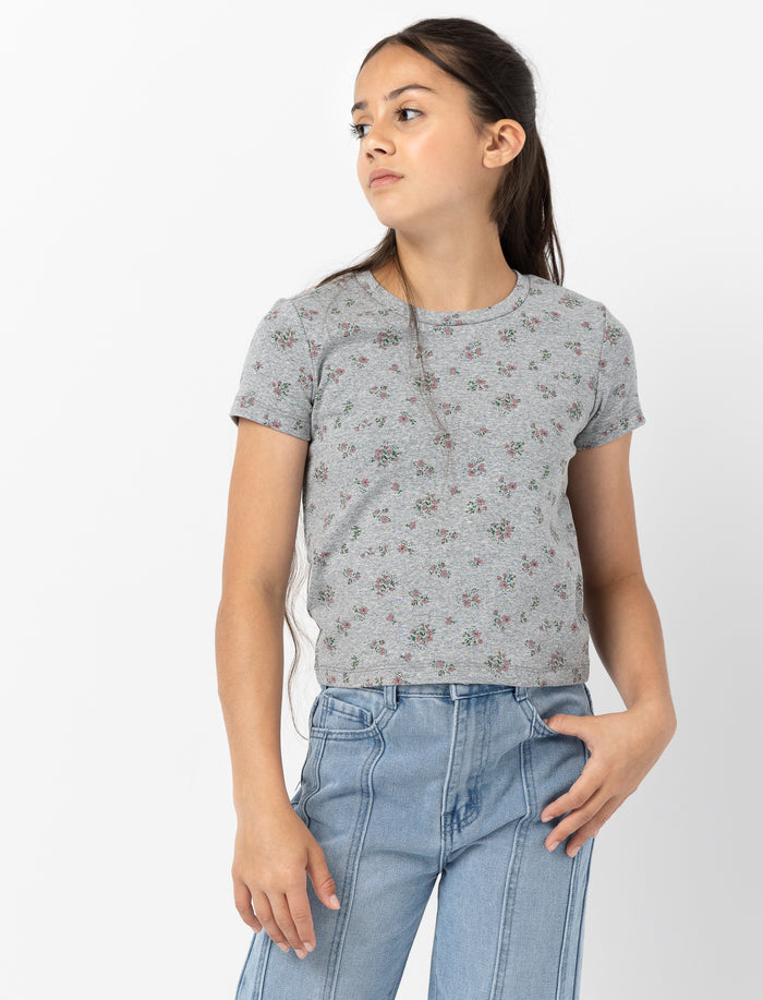 T-shirt fleuri à manches courtes pour fille