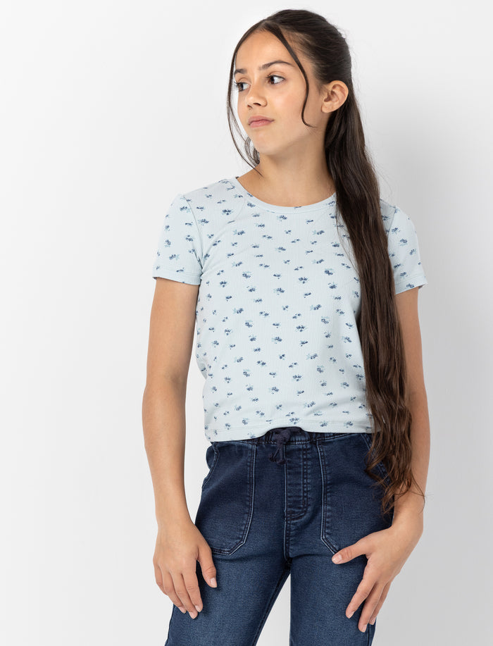 T-shirt fleuri à manches courtes pour fille