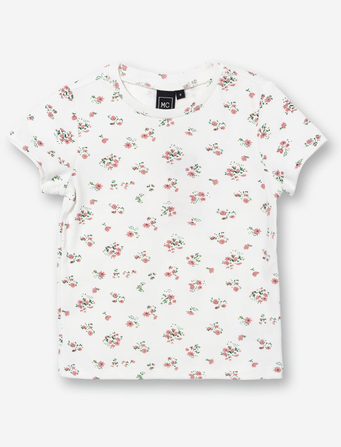 T-shirt fleuri à manches courtes pour fille