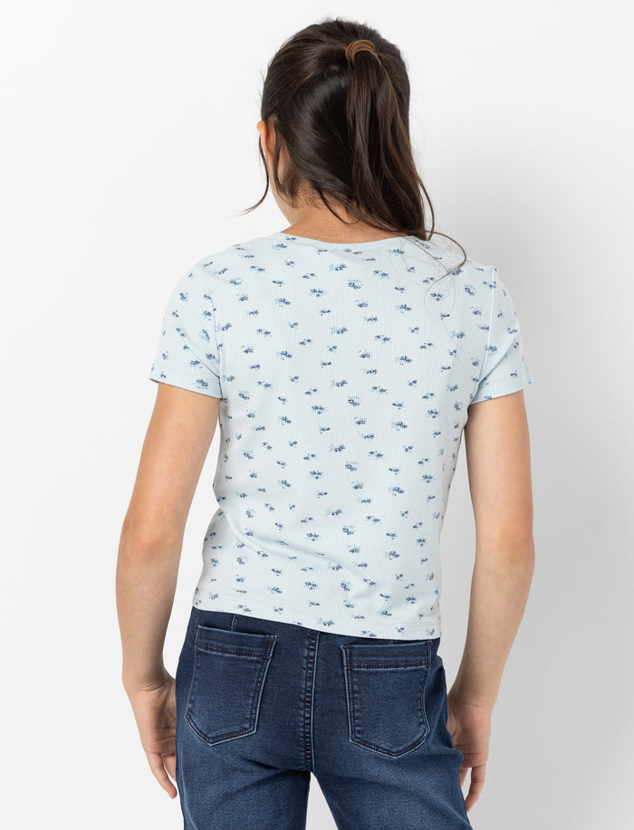 T-shirt fleuri à manches courtes pour fille