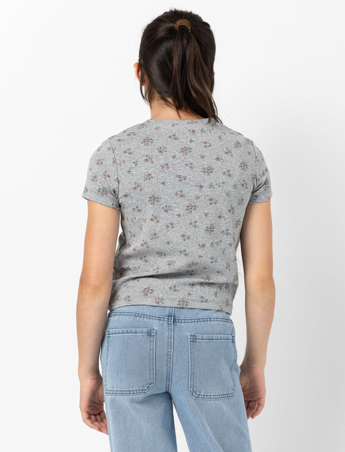 T-shirt fleuri à manches courtes pour fille