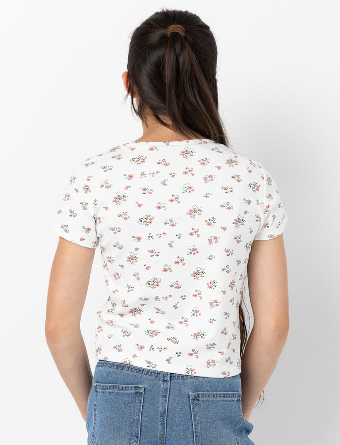 T-shirt fleuri à manches courtes pour fille