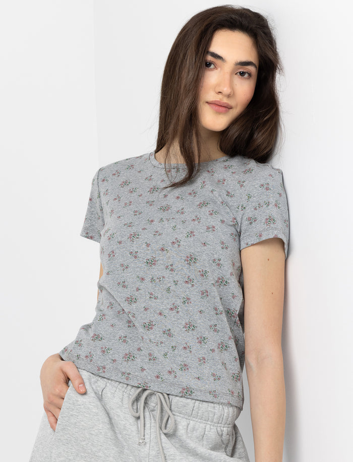 T-shirt fleuri à manches courtes