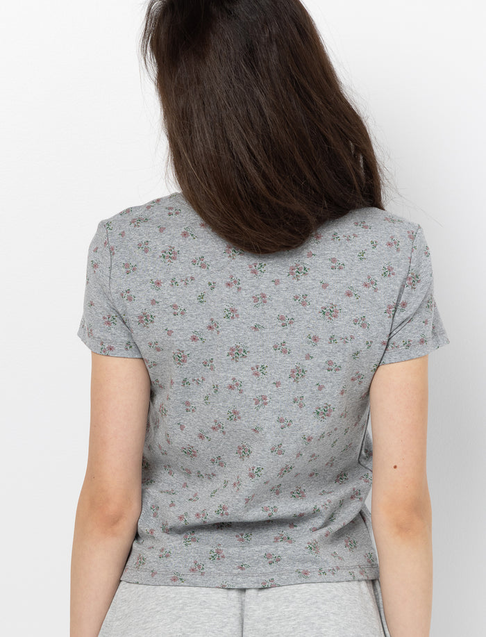T-shirt fleuri à manches courtes