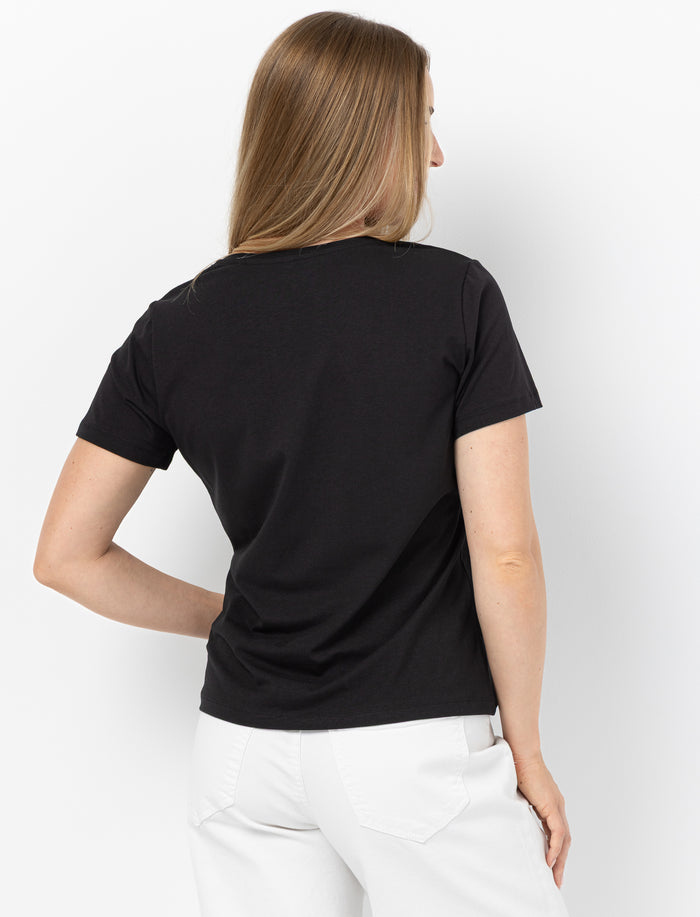 T-shirt imprimé à col dégagé pour femme