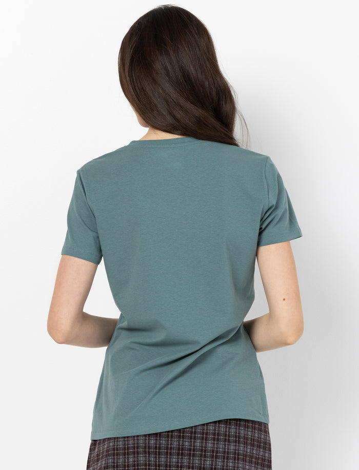 T-shirt imprimé à col en V pour femme