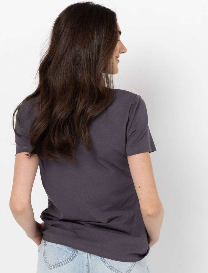 T-shirt imprimé à col en V pour femme