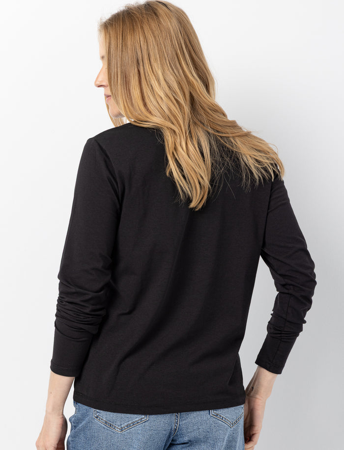 T-shirt imprimé à col rond dégagé pour femme