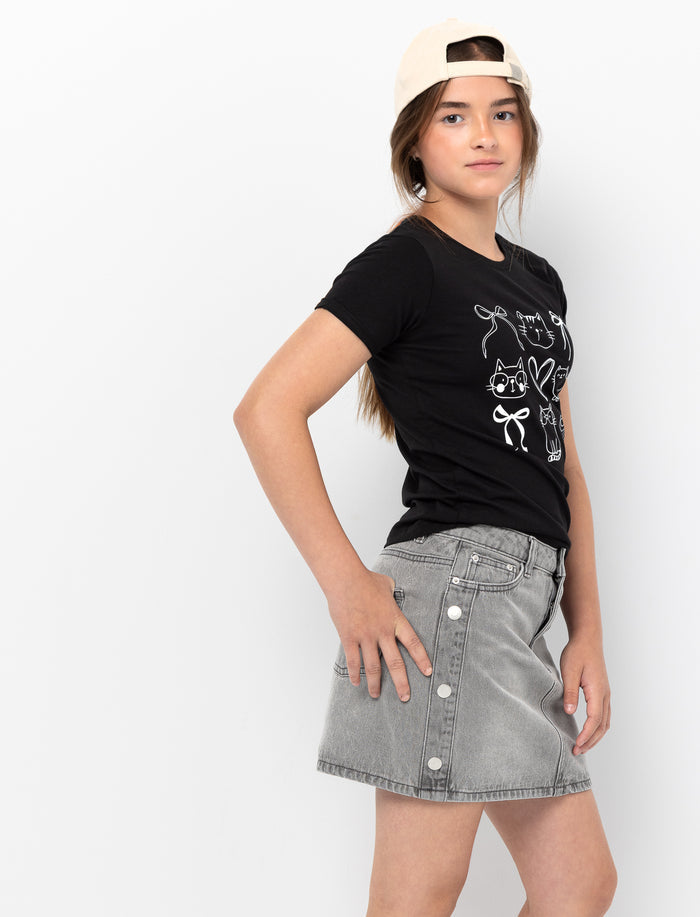 T-shirt imprimé à l’avant à manches courtes pour fille