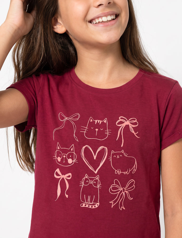 T-shirt imprimé à l’avant à manches courtes pour fille