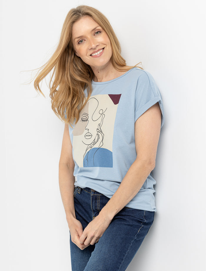 T-shirt imprimé à l'avant à manches dolman pour femme