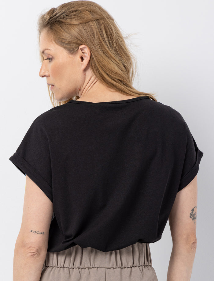 T-shirt imprimé à l'avant à manches dolman pour femme