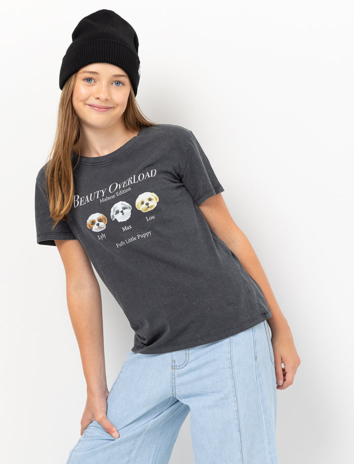 T-shirt imprimé à manches courtes pour ado fille