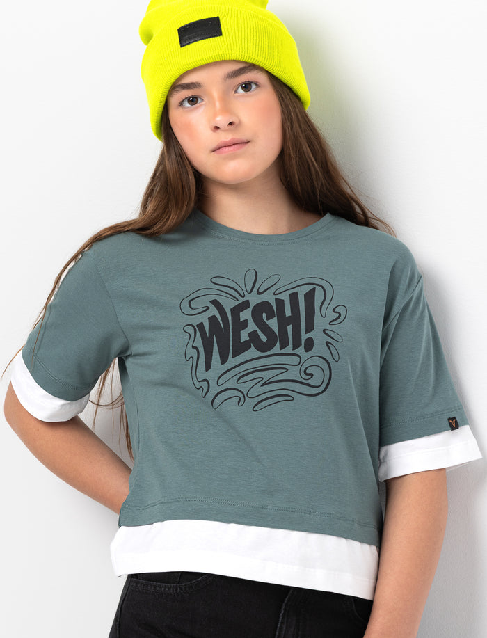 T-shirt imprimé à manches courtes pour fille