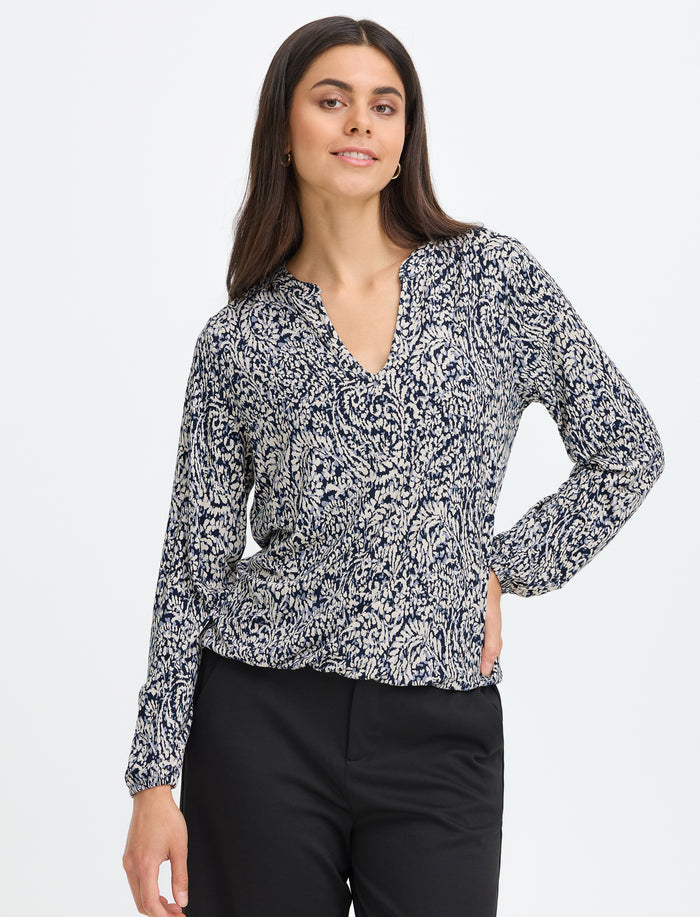 T-shirt imprimé à manches longues pour femme