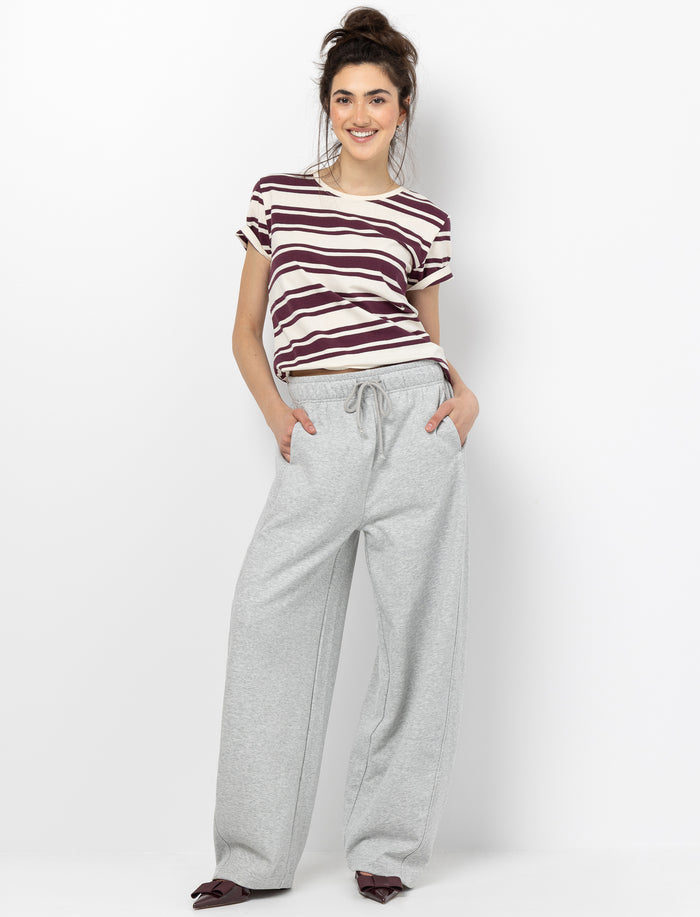 T-shirt rayé à manches courtes pour femme