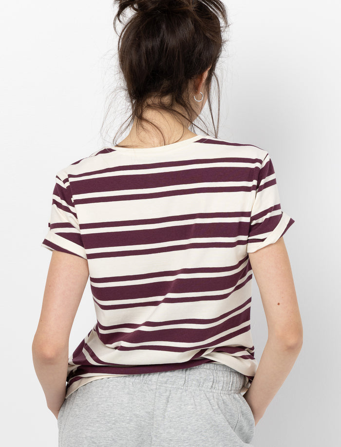 T-shirt rayé à manches courtes pour femme