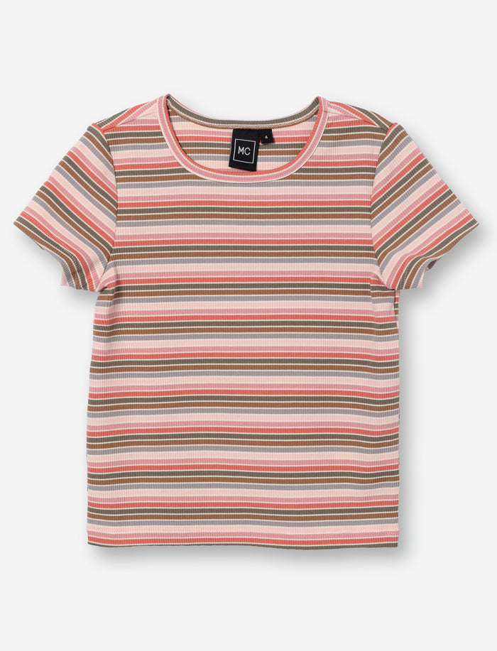 T-shirt rayé à manches courtes pour fille