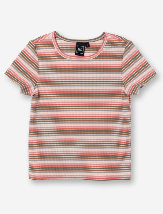 T-shirt rayé à manches courtes pour fille