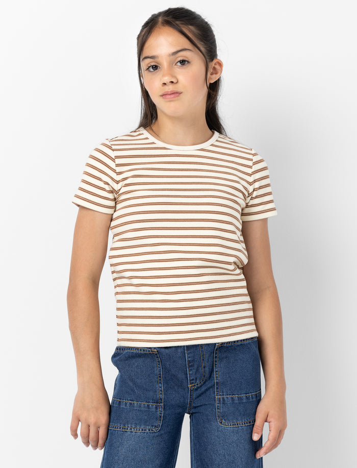 T-shirt rayé à manches courtes pour fille