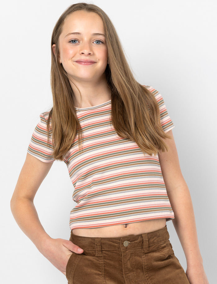 T-shirt rayé à manches courtes pour fille