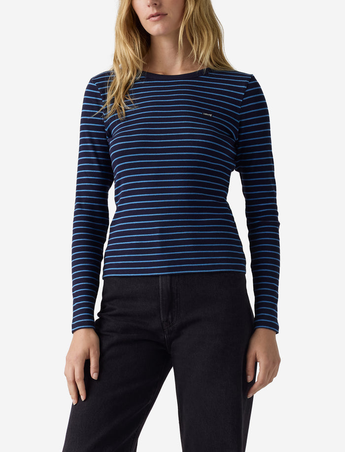 T-shirt rayé à manches longues pour femme