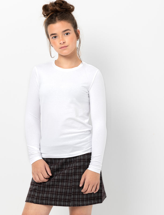 T-shirt uni à manches longues pour ado fille