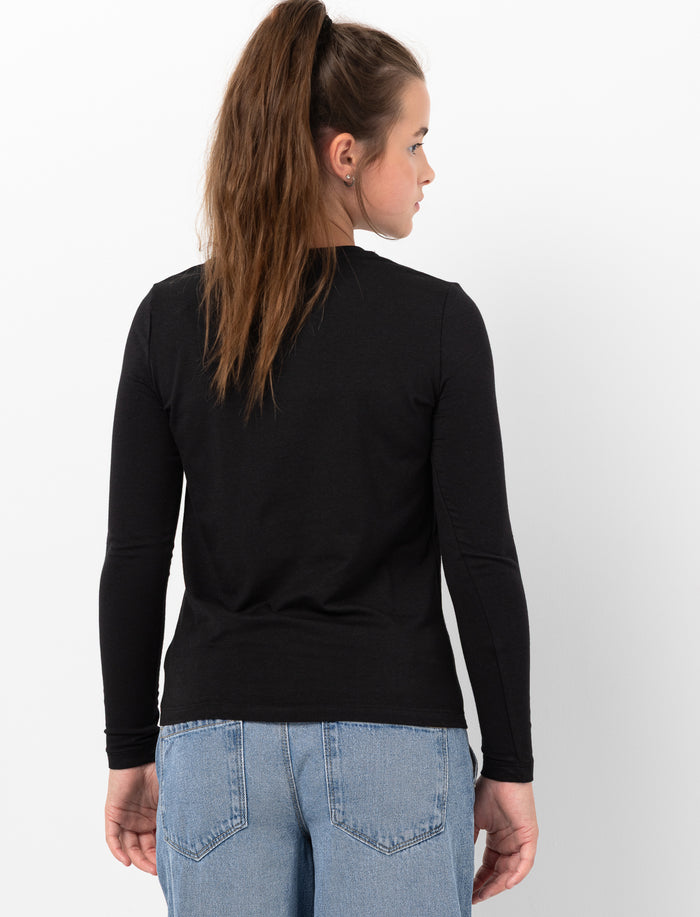 T-shirt uni à manches longues pour ado fille
