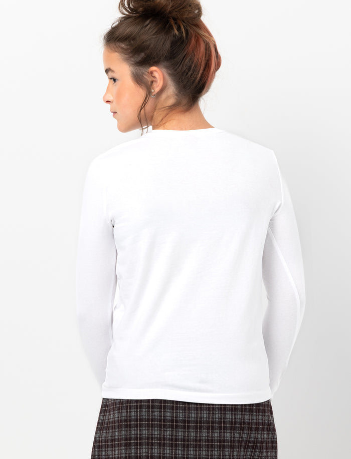 T-shirt uni à manches longues pour ado fille