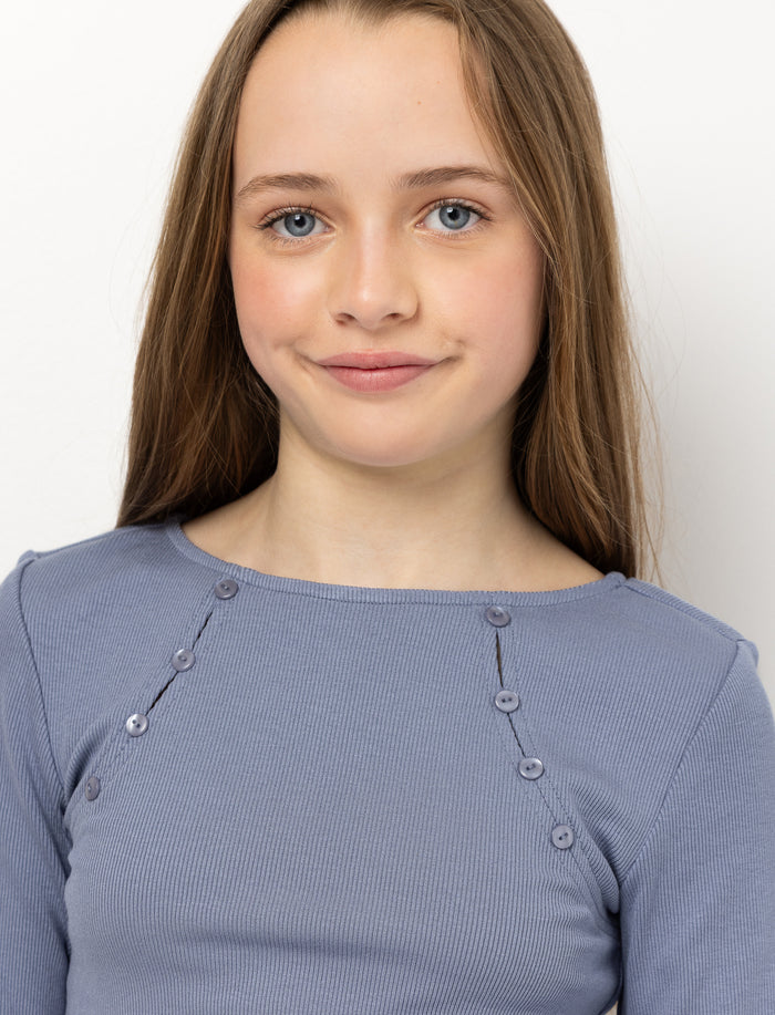 T-shirt uni à manches longues pour fille