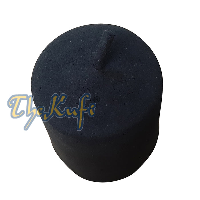Tall Black Fez Tradition Felt Perforated Tarboosh with Stem