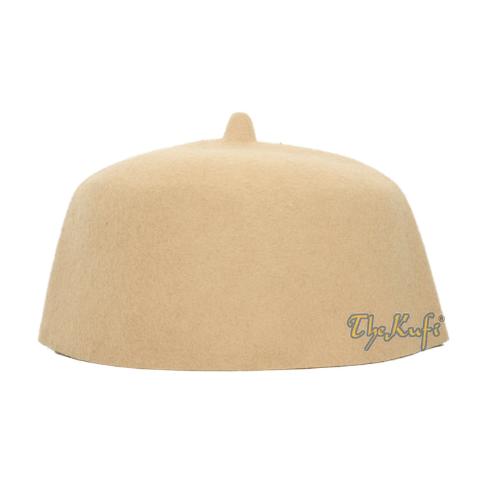 Tan Felt Wool Fez Hat with Tip Kufi Prayer Cap