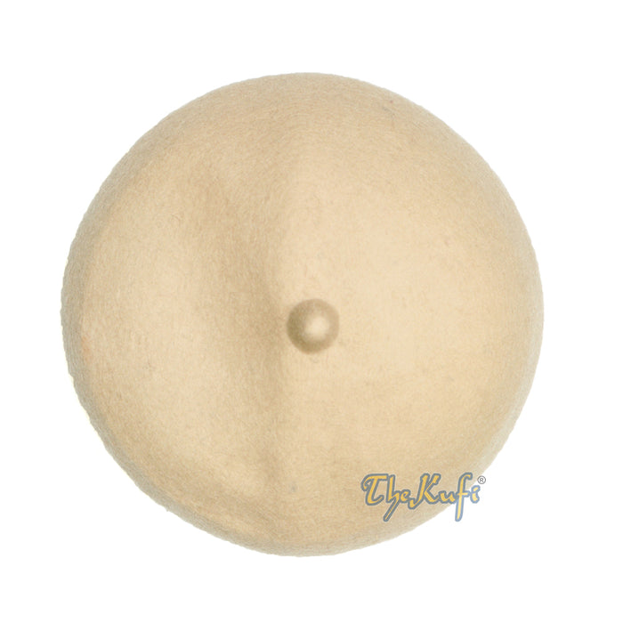 Tan Felt Wool Fez Hat with Tip Kufi Prayer Cap