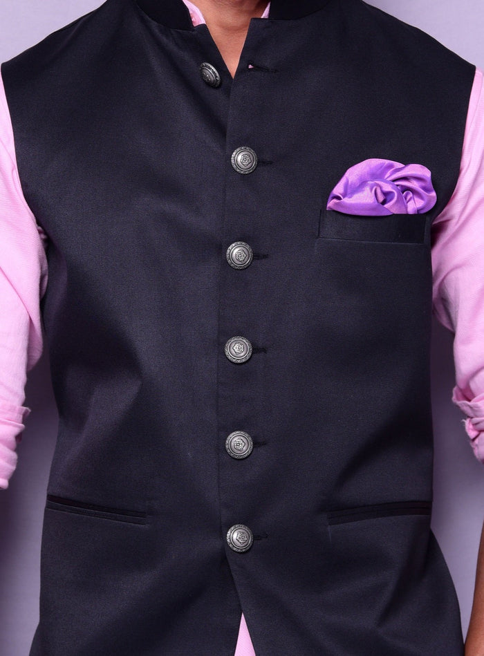 Terry Rayon Black Nehru Jacket