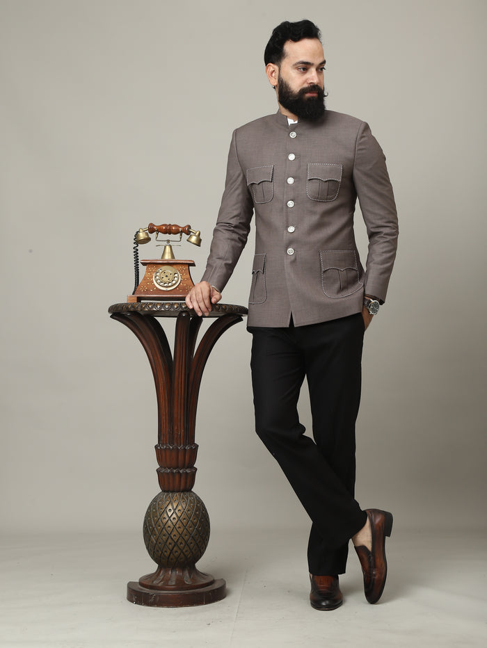 The Imperial Mocha Bandhgala with Signature Pocket Detailing