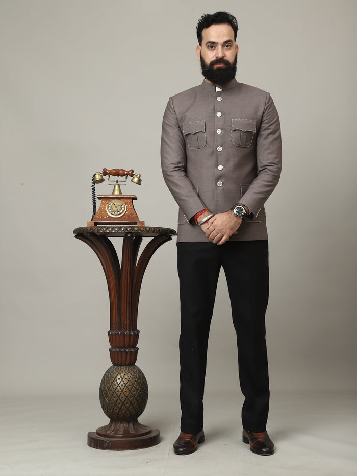 The Imperial Mocha Bandhgala with Signature Pocket Detailing