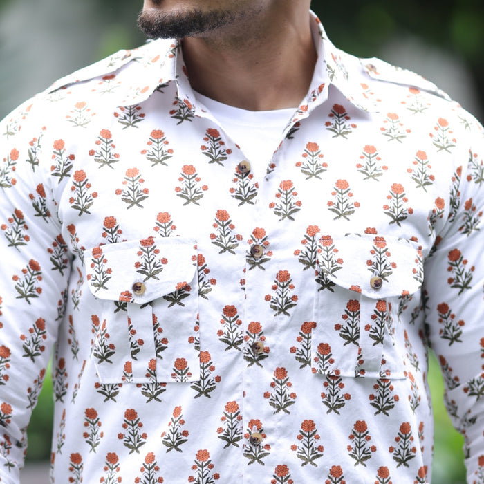 The Marigold Scout Block Print Hunting Shirt
