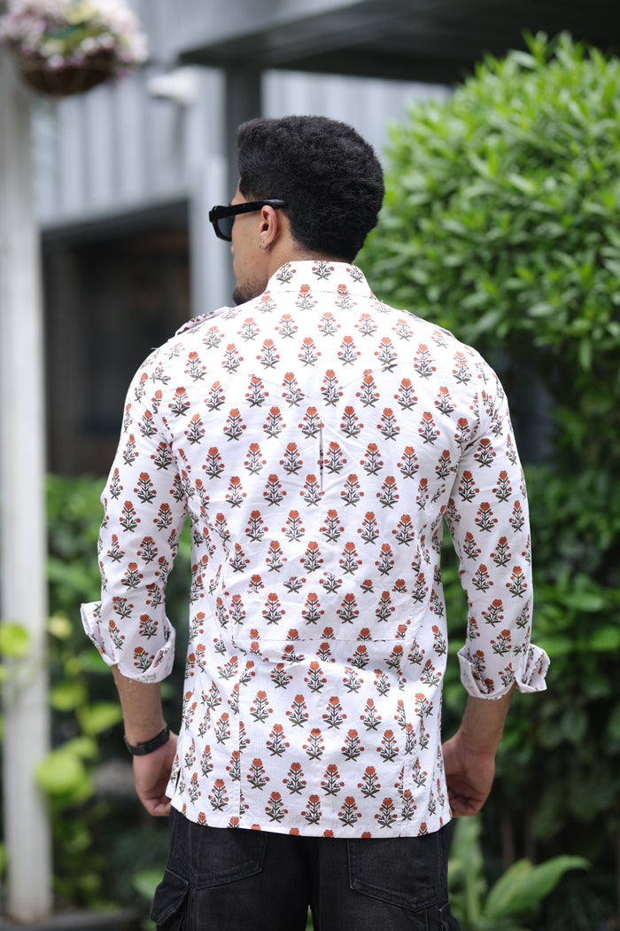The Marigold Scout Block Print Hunting Shirt