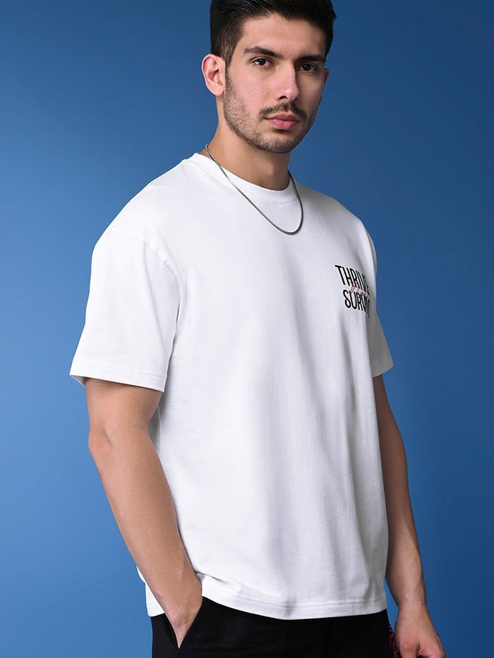Thrive Survive White Oversized T-Shirt