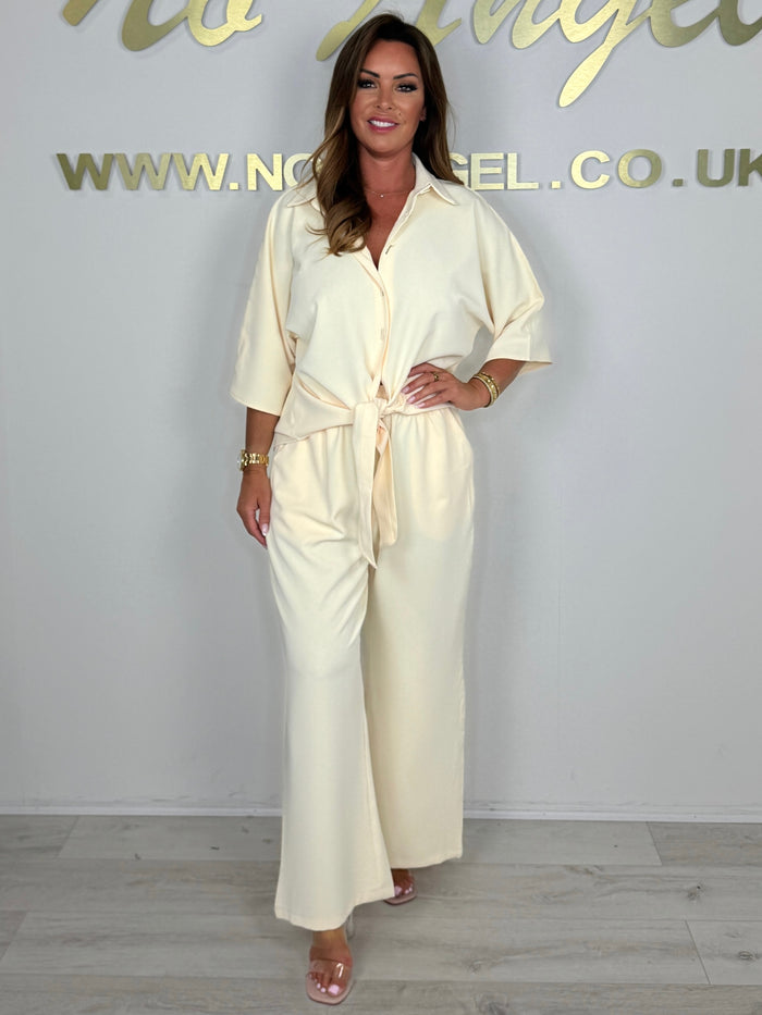 Tie Up Shirt Silver Ring Back Detail Co-ord (5 Colours)