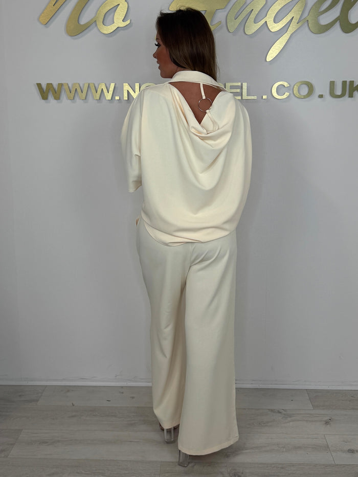 Tie Up Shirt Silver Ring Back Detail Co-ord (5 Colours)