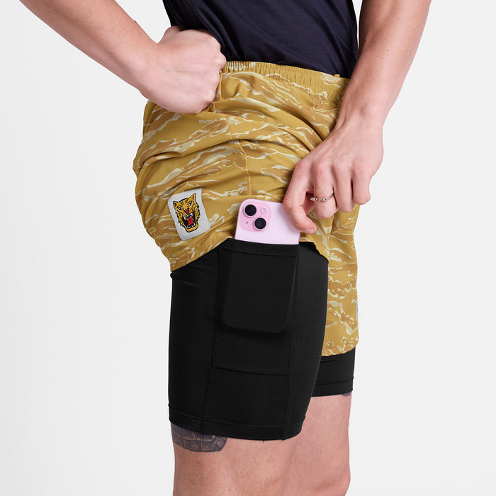 Saysky Tiger Pace 2 in 1 Shorts 5'' Yellow Camo 1064 SM40007